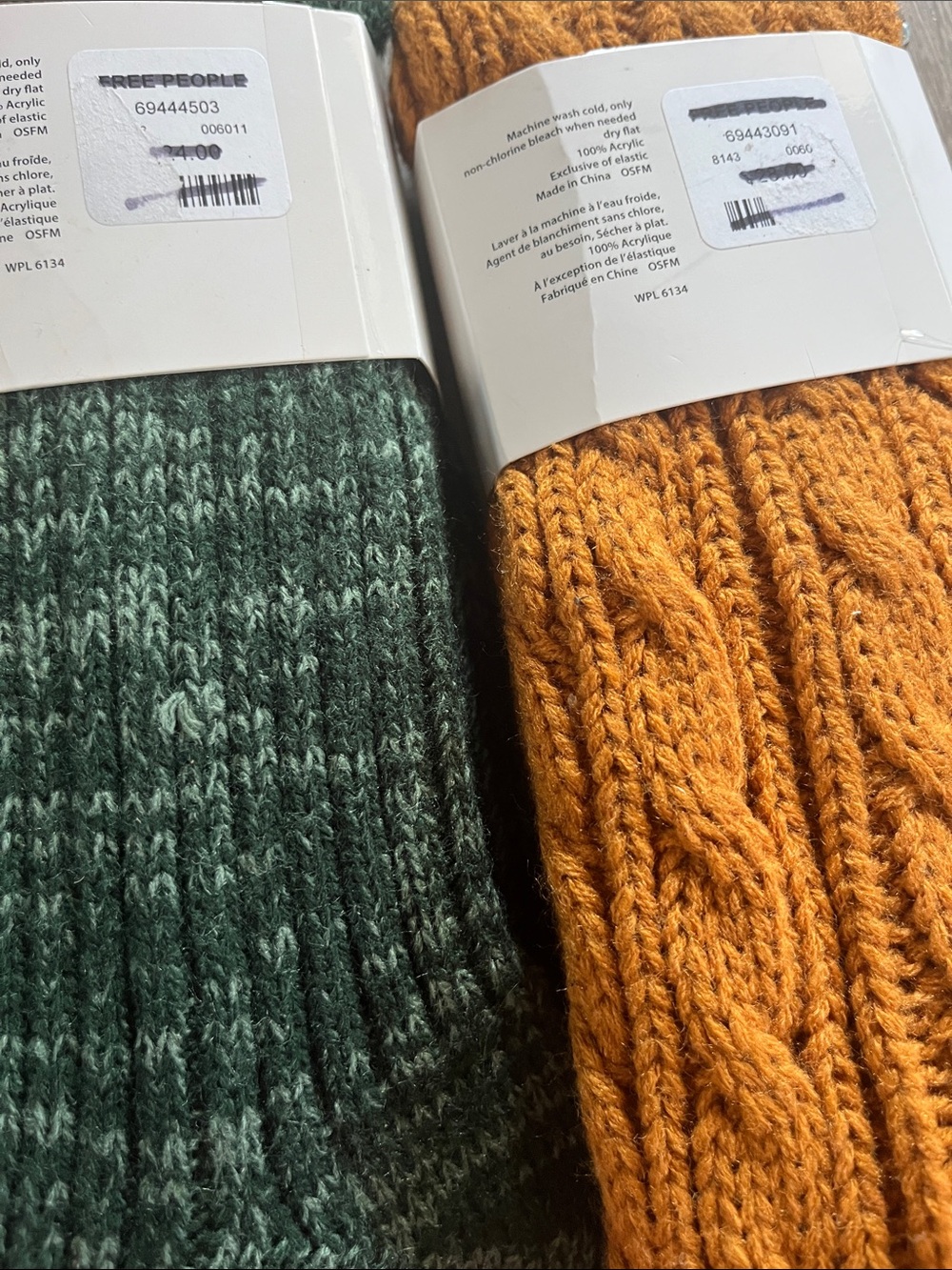 Free People Over-the-Knee Socks in Forest Green and Mustard one size bundle - Picture 4 of 4